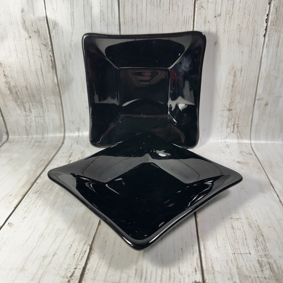 Crate & Barrel Abby Appetizer Dish Plates Black Weave Effect Underside 5‎ 1/2" - Picture 4 of 10